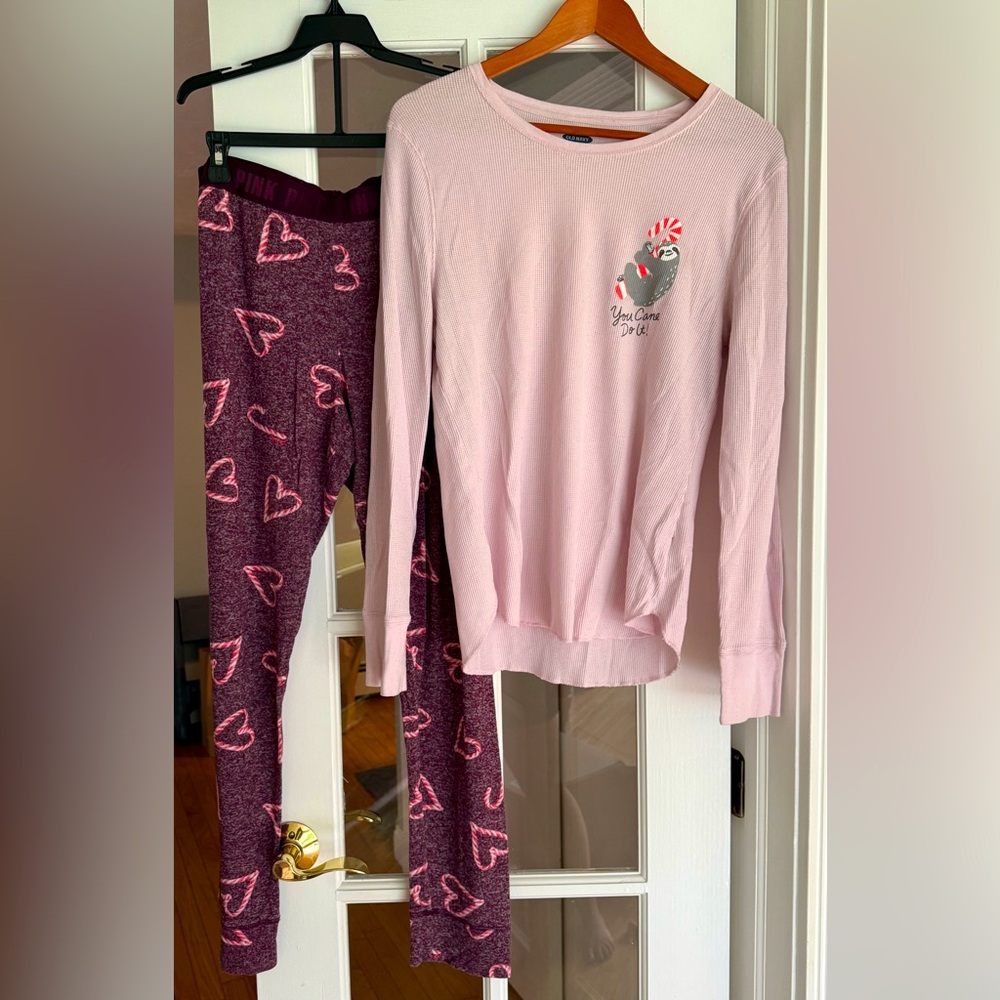 SALE! Candy Cane Pajama Set, Size L-XL Victoria’s Secret Pink - Picture 2 of 7